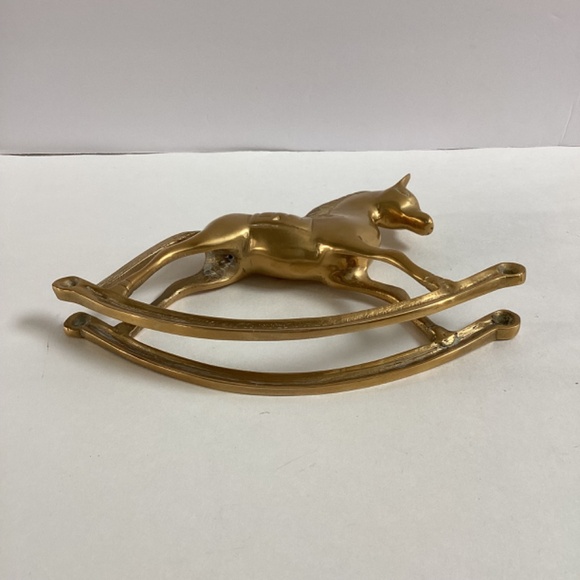 Lot Of 2 Vintage Solid Brass Rocking Horse Figurine Equestrian Home Decor MCM - Picture 9 of 10